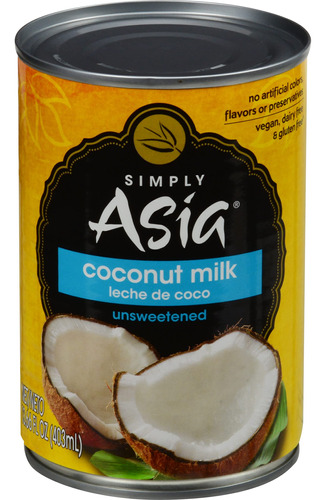 Simply Asia Leche De Coco Sin Azucar, 13.66 Onzas Liquidas, 