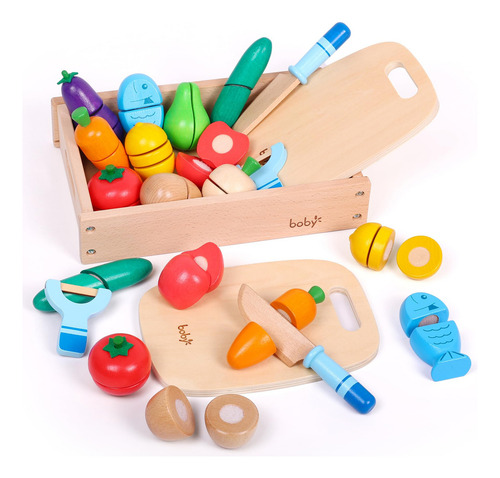 Dailyfunn Jgo Comida De Madera Para Niños Jgo Cocina Montess