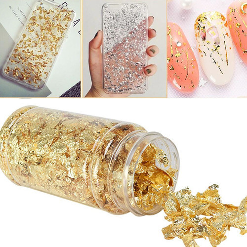 1 Pote Folha De Flocos Papel Alumínio Glitter Unhas Já Cor Prata