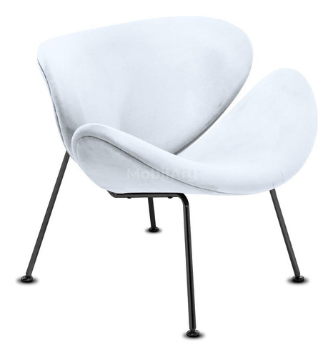 Sillón Pierre Paulin Ecocuero Caño Pintado Negro - Blanco Cu Color Caño Negro Ecocuero Blanco