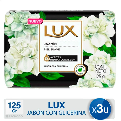 Jabon Con Glicerina Lux Jazmin Sin Parabenos X3
