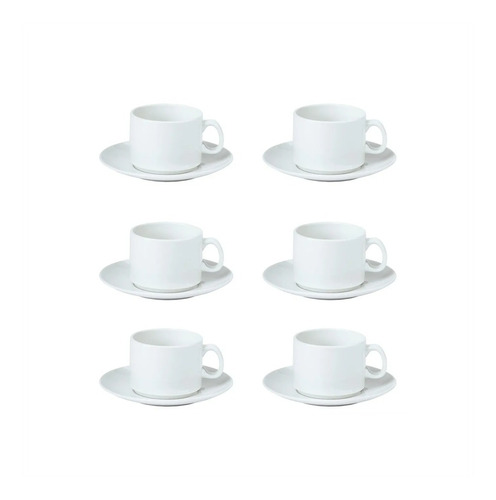 Set X6 Tazas Con Plato Porcelana Desayuno Gastronomia Oferta