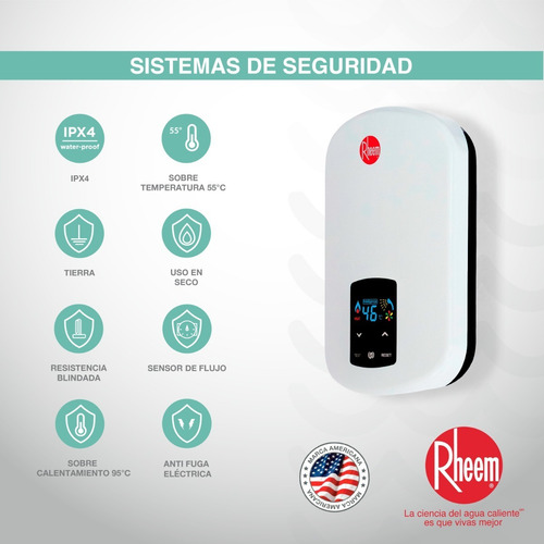 Calentador De Agua Eléctrico Rheem Elegant Digital 110v 4kw Color Blanco