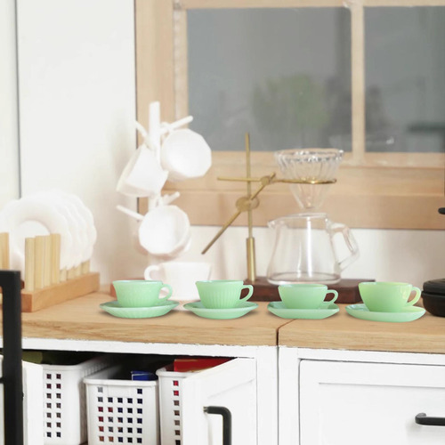 Juego De Tazas De Té Y Platillos Para Casa De Muñecas A
