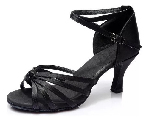 Zapatos De Baile Latino De Tacón Medio De Seda Satinada