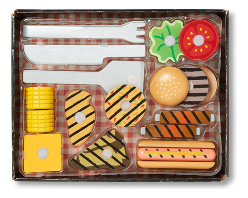 Juego De Barbacoa Melissa Y Doug 20 Piezas De Madera