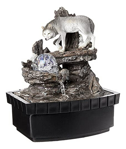 Fuente De Mesa Con Diseño De Lobo De 10.25  De Alto De