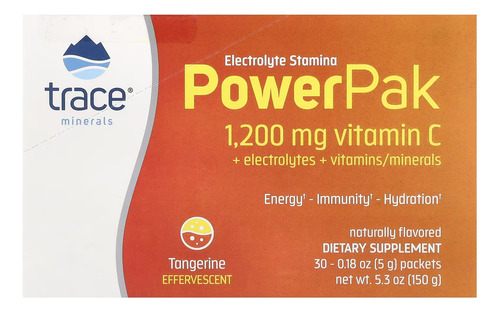 Trace Minerals Electrolyte Stamina Power Pack, 5g 30un Sabor Mandarina