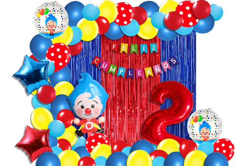 Kit Decoración Globos Metálicos (97 Piezas) Payaso Plim Plim