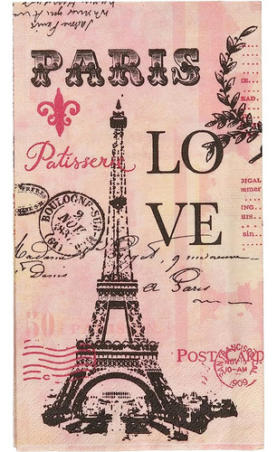 Toallas De Invitados De Papel  Paris Love  De 2 Capas, | Vaj