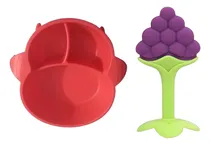 Comprar Platos De Alimentación De Silicona Para Bebe +  Mordedor Uva