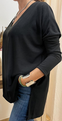 Sweater Remera Mujer Suelto Basico Cuello V Nelly Peonia