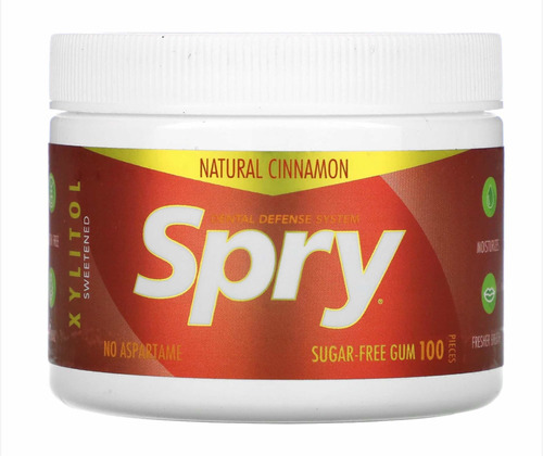 Spry, Chicles -goma De Mascar, Canela Natural, Sin Azúcar