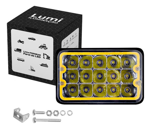 Refletor Holofote Luminaria Farol 45w 12v/24v Cor Da Carcaça Retangular Preto Cor Da Luz Branco-frio Com Angel Lumi
