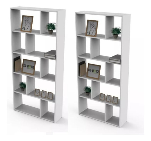 Biblioteca 5 Estantes 83 Cm Cubo Moderna Set X2 