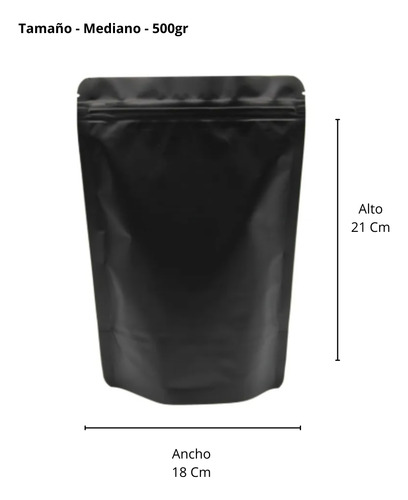 100 Bolsas Laminada Standup Pouch Median Blanca O Negra Mate Negro Mediano