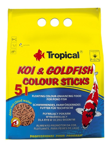 Ração Peixes Lago Koi & Goldfish Colour Sticks 400g 5 L
