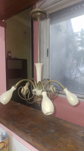 Araña De Bronce Y Madera (Usado)