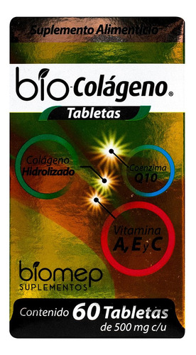 Bio Colágeno 60 Tabletas De 500 Mg C/u Biomep Suplemento Sabor Sin Sabor