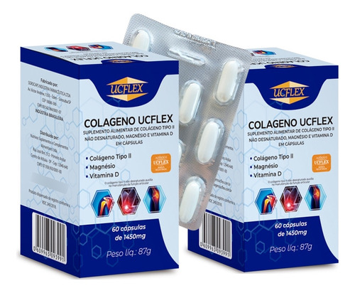 Colágeno Tipo 2 Ucflex Completo Com 60 Cápsulas Kit 4 Meses.