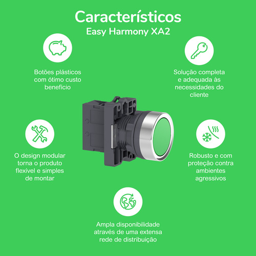 Sinaleiro Schneider Led Verde 22mm 24vcc Xa2evb3lc