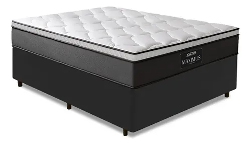 Cama Box Casal Gazin Maximus Molas Ensacadas Cinza/preto Cinza/bran