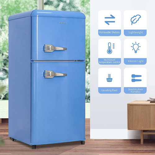 Refrigerador Compacto Retro; 3.5 Cu Ft; Anukis, Azul