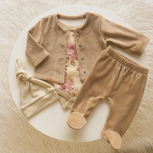 Conjunto Plush Bebe Campera Y Pantalon Rosa Bebe Abrigo Beba Rosa Hasta 3 Meses