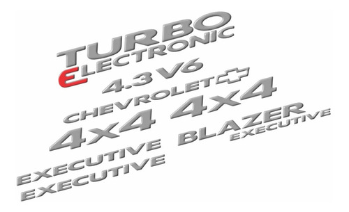 Adesivo Blazer S10 Turbo 4.3v6 4x4 Kit Emblema Resinado  
