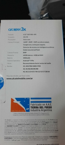 Alcatel 3x Triple Camara 4gb Ram Y 64 Gb