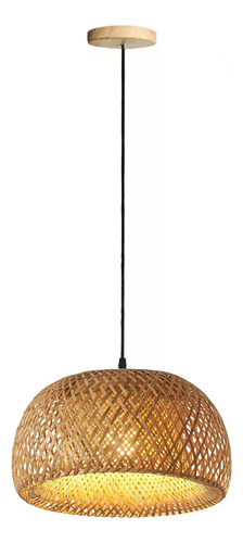 Pendente De Bambu Artesanal Fibra Natural 38cm Rustico Nat04 Estrutura Palha - Fio Preto