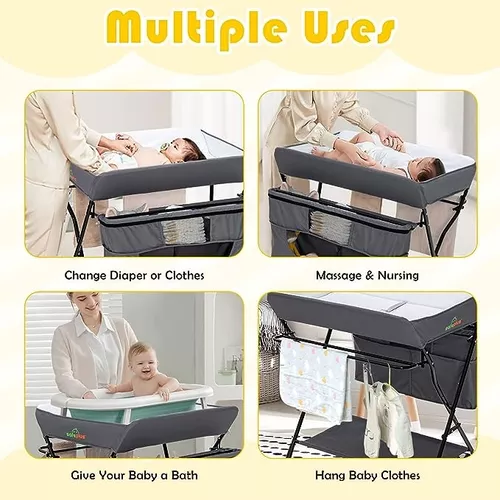 Cambiador portátil para bebé, cambiador plegable, cambiador de bebé,  estación de cambiador de bebé, altura ajustable, impermeable, cambiador de