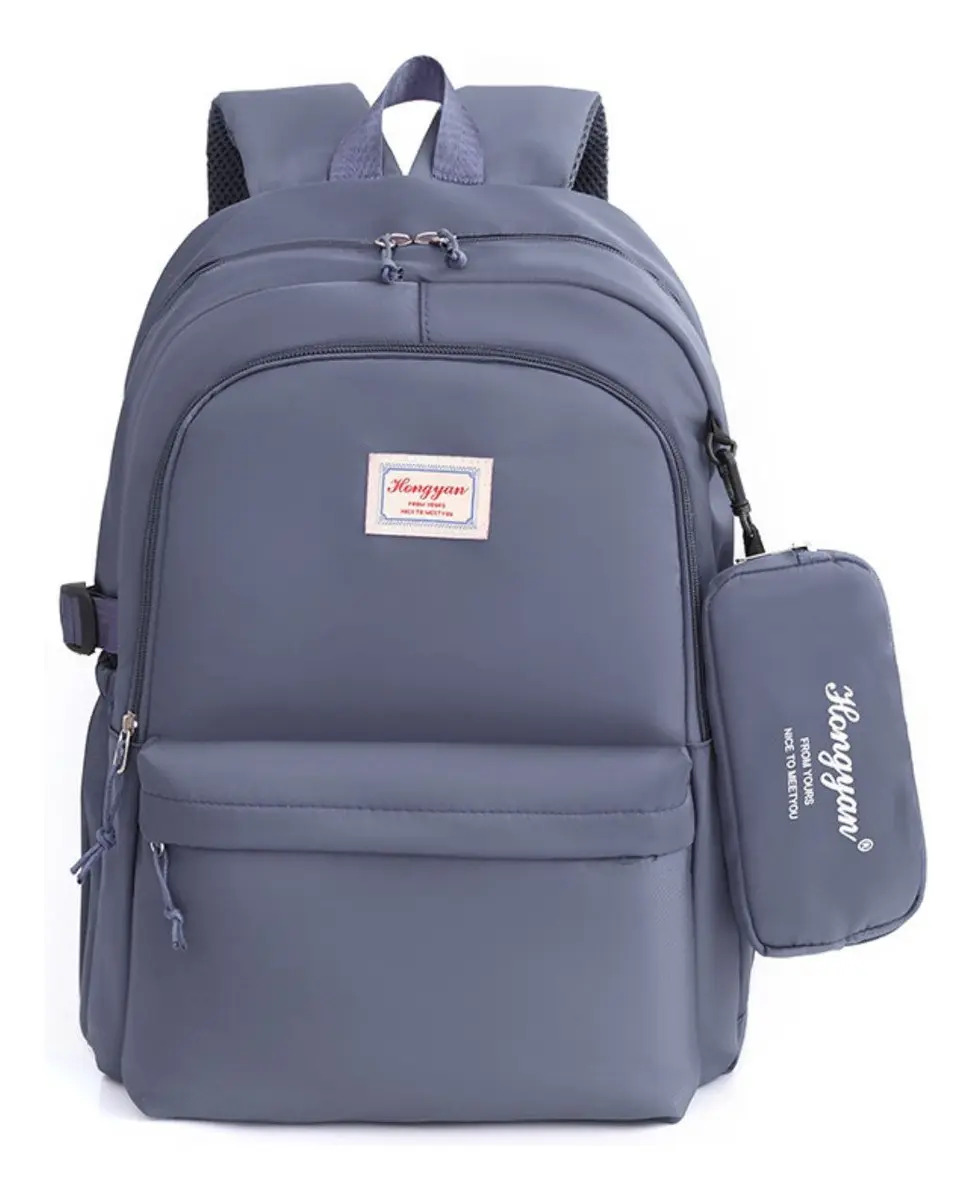 Mochila Feminina Escolar Bolsa Faculdade Viagem Notebook Cor Azul-aço