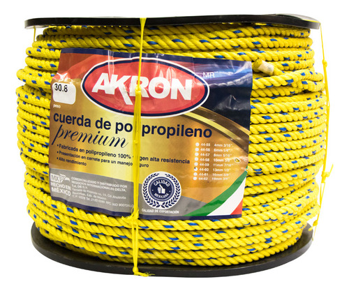 Cuerda O Soga Polipropileno 13mm 1/2 30kg Rollo Akron 44-60