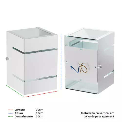 Arandela externa luminaria de parede em alumínio com 2 focos e 2 frisos Mega  Forte Iluminação