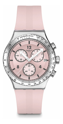 Reloj Swatch Poppingly Pink Yvs532 Correa Rosa Claro Bisel Rosa Claro Fondo Rosa Claro