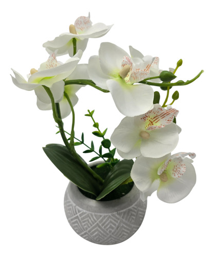 Planta Artificial Orquidea Pequeña Macetero De Cemento
