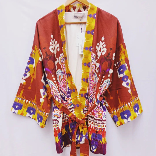 Kimono Étnico Lino Corto Zara/s