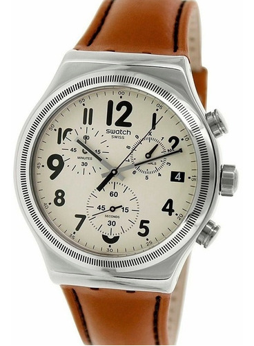 Reloj Swatch Irony Yvs408 Leblon Cronografo Malla De Cuero