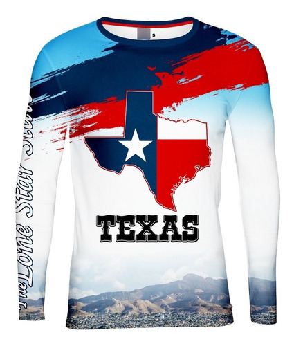 Playera Jersey The Lone Star State Texas Bandera Rojo Azul