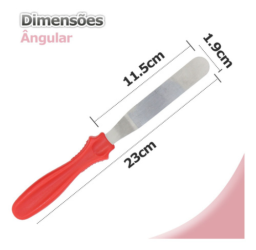 Kit 3 Espátulas Angular Ponta Fina E Reta Confeitaria Bolo