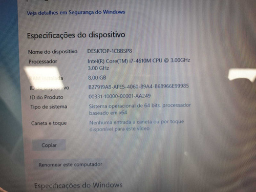 Imagem 9 de 10 de Notebook Dell I7 8gb Ram Amd Radeon 2gb Gamer Ssd Detalhe Nf
