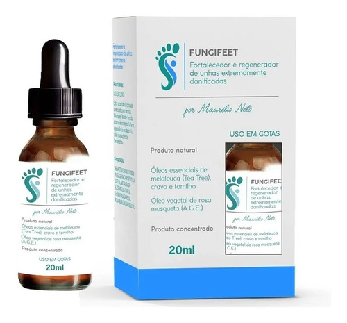 Fungifeet antimicótico fortalecedor e regenerador de unhas fracas com micose e fungo 100% natural 20mL podólogo Maurélio Neto