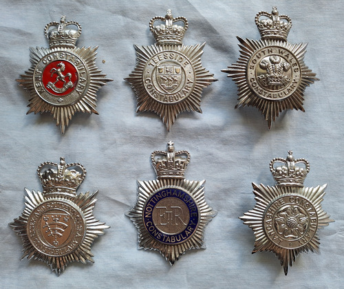 Coleccion 6 Insignias Escudos Para Casco Bobby Ingles Polic (Usado)