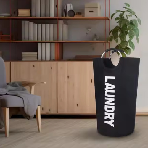 Cesto Tacho De Ropa Canasto Negro Manija Lavable Laundry Negro
