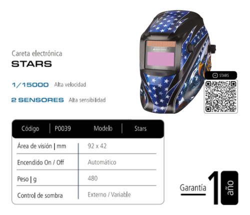 Careta Para Soldar Pacific Standard Modelo Stars Azul