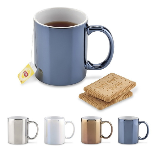 Mug Cerámica Zenith 12oz Con Acabado Metalizado Bebidas