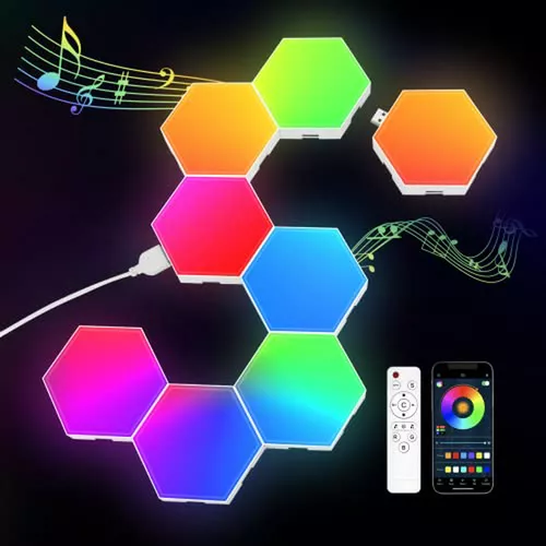 Juego De 8 Paneles De Luz Hexagonales - Luces Led Rgb Sincro