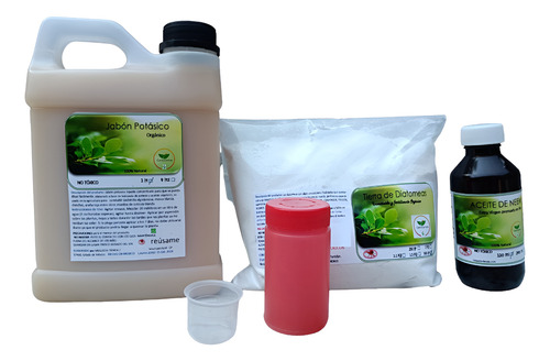1 Lt Jabón Potásico+1 Aceite De Neem Puro+1 Tierra Diatomeas