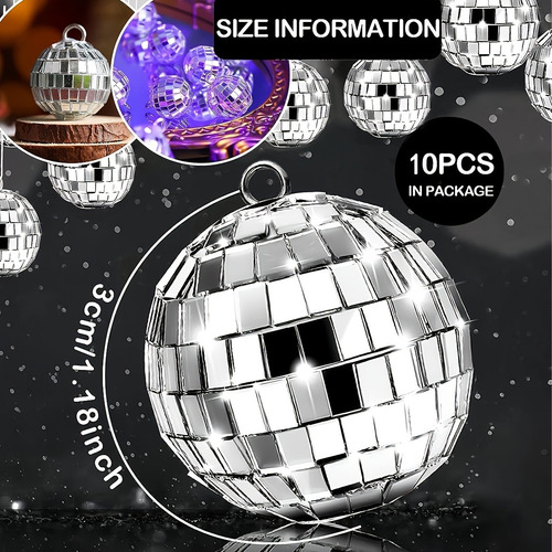 8pcs Elegantes Adornos En Forma De Minibola De Discoteca